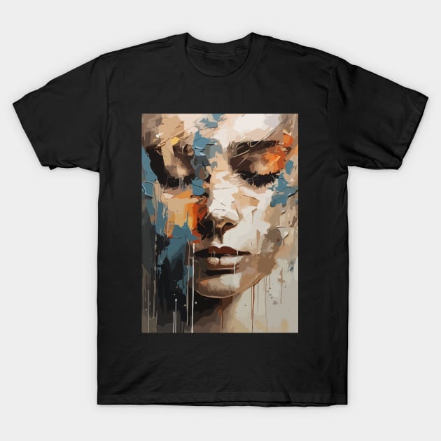 Sadness Abstract Art Face of a Woman T-Shirt by Art-Jiyuu